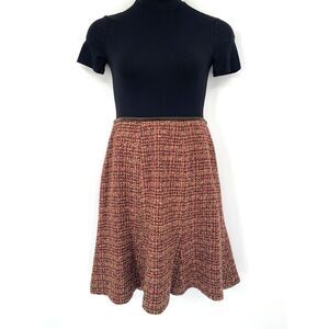 Le Suit Brown Plaid Fully Lined Boucle‎ Knit Women's Flared Skirt Size 10